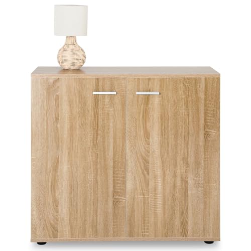 IDIMEX Buffet Chicago Commode Meuble de Rangement en mélaminé décor chêne Sonoma, avec 2 Portes