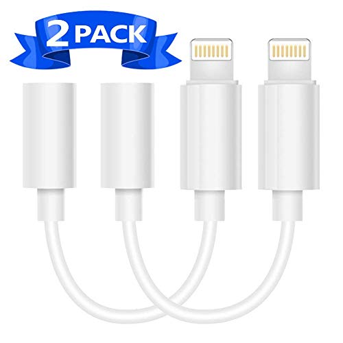(2 Pack) Lighting to 3.5mm Headphones/Earbuds Jack Adapter Aux Cable Earphones/Headphone Converter Accessories