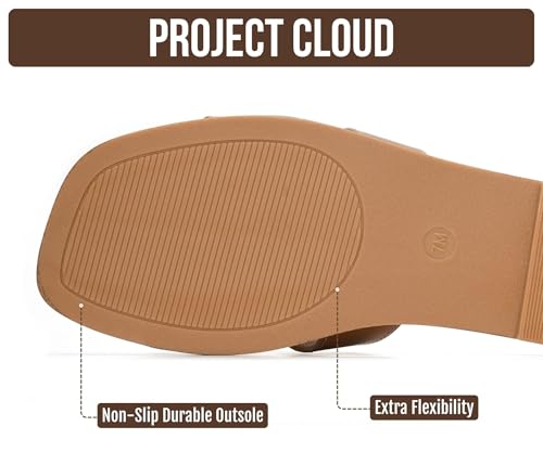 Image of Project Cloud 100% Genuine Leather Sandals for Women 2026 - Fashion Flat Womens Sandals with Memory Foam Insole Slides Sandals Women Footwear - Mules Women's Sandals (Jannel)