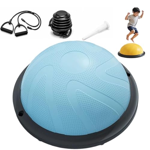 バランスドーム 子供 多用途 バランス力と体幹のトレーニングに 46cm トランポリンとしても使用可能 静音設計 耐荷重150kg バランストレーニングベルトと足踏み式空気入れ付き