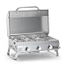 Onlyfire Table Top Gas BBQ, 3 Burner Portable Gas Barbecue Grill 7KW Power with 22" Cooking Grate, Lid & Thermometer, Stainless Steel