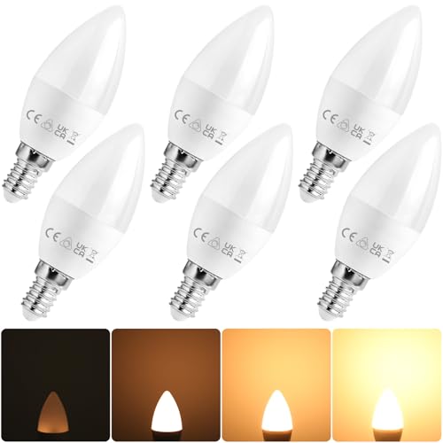 Nottac E14 Dimmable LED Light Bulb Edison Screw SES Candle Bulbs Small Screw Warm White 2700K E14 LED Bulb 5W 450LM (Equivalent to 40W) Energy Saving Candle Light Bulbs Pack of 6