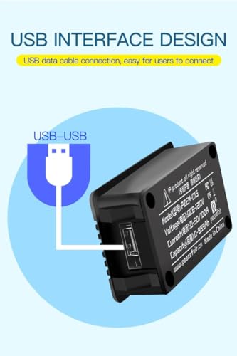 Image of HiLetgo PZEM-015 Digital Ammeter Voltmeter Energy Meter DC8-120V 0-50A Battery Capacity Indicator DC Power Kwh SOC Impedance Resistance with USB Shunt Dual USB Cable Length 1M