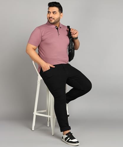 Image of INKKR Plus Size Men's Regular Fit Solid Polo Tshirt
