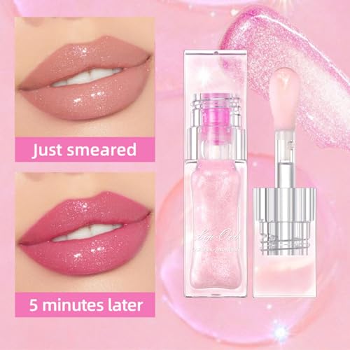 Color Changing Lip Oil, Warm Temperature Color Changing Moisturizing Lip Gloss Lip Oil Moisturizing Lip Oil, Rich Gloss Long Lasting Moisture, Big Brush Color Changing Lip Oil - Image 4