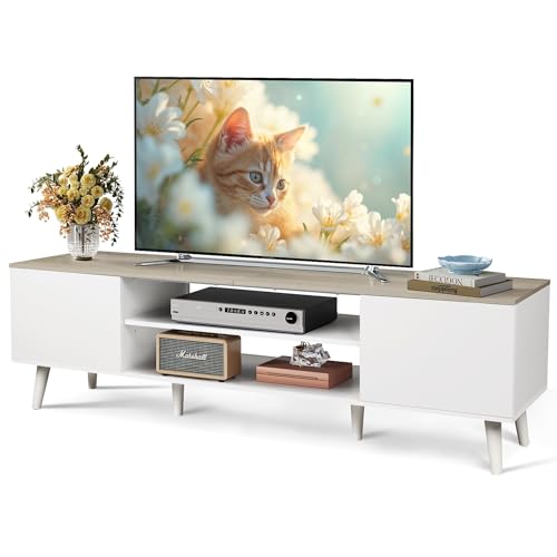 WLIVE Mid-Century TV Stand with Storage Cabinets