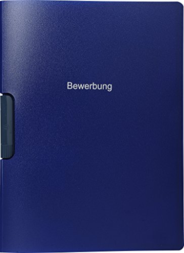 Exacompta 445407KHSB Premium Bewerbungsmappe aus weichem PP mit vertikale Prägung 2-teilig mit Clip für DIN A4 1 Stück blau