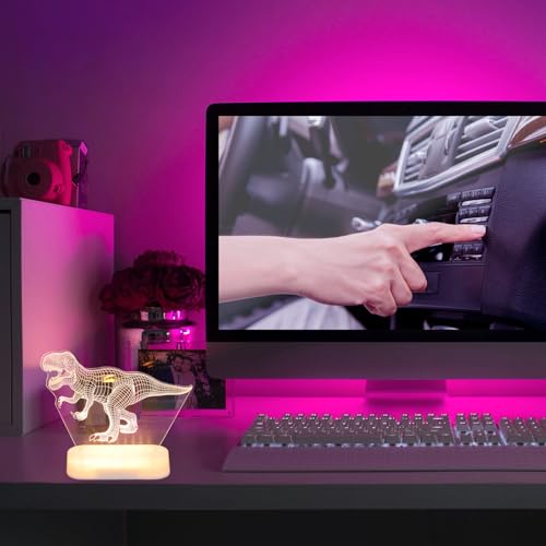 Lámpara de Mesa Dinosaurio LED 3D Pequeña Blanca miniatura 7
