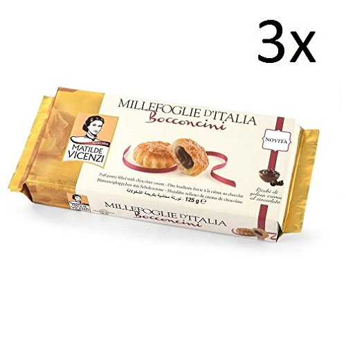 Matilde Vicenzi - 3 Galletas de pastelería con Crema de Chocolate de 125 g Desde 1905, diseño de Millefoglie Bocconcini