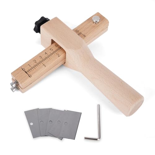 Frozelap Leather Cutting Tool Leather Strap Cutter Adjustable Tools Splitter with Scale and 5 Blades Replacement