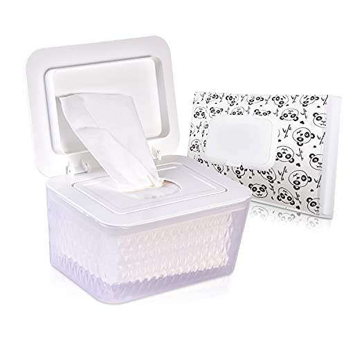 Okydoky Caja para toallitas húmedas y bolsa para bebé, de plástico, dispensador de toallitas con tapa, para el hogar, la oficina, para viajes, reutilizable