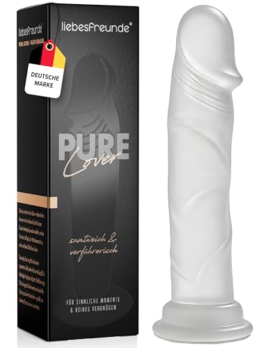 Liebesfreunde® Real Touch Dildo für Frauen - 20 cm realistischer Penis mit Saugnapf aus medizinischem Silikon, Sex Spielzeug für die Frau, phthalatfrei, weiß