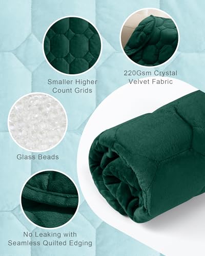 Image of Cottonblue Weighted Lap Blanket 7lbs, Cozy Luxury Crystal Velvet Weighted Blanket for Adults, Small Weighted Blanket for Relaxation, Sleeping, Travel, Green, 29 inch x 24 inch