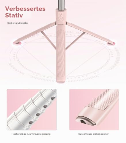 RISEOFLE 180cm Handy Stativ & Selfie Stick, Aluminium Integriertes Ausziehbares Stativ für Smartphone… – Ansicht 2