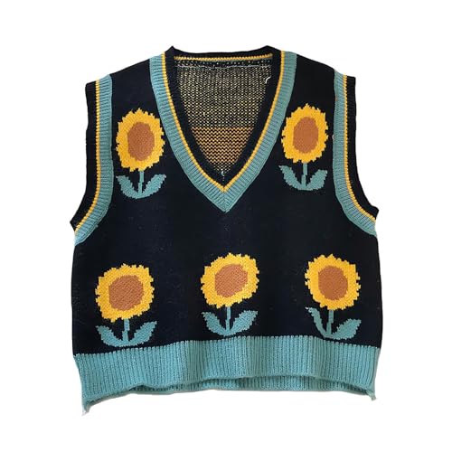 Image of jinghuiyue Women's Sleeveless Sweater Vest Halloween Skull Printed Knit Vest V Neck Crop Pullover Knitwear Tank Tops