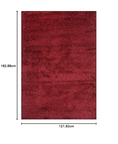 Image of Urban Modern Decor Featuring Soft Shaggy Carpet & Rug for Your Bedroom and Livingroom [Size-4x6 feet & Color-Maroon].