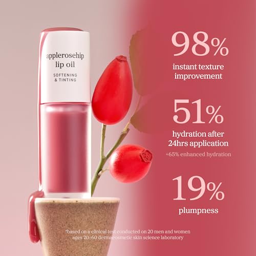 Image of NOONI Korean Lip Oil - Applerosehip | Long-Lasting, Moisturizing, Plumping, Revitalizing for Dry Lips, Waterproof, No Peel Off, Korean Tint, Hydrating Lip Stain, Nourishing Crystal Clear, 0.12 FL Oz