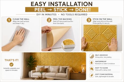 Image of Barebeauty 70 x 77 CM 3D Brick Wallpaper | Self-Adhesive Peel & Stick Wall Covering | Waterproof Decorative Sticker for Home, Bedroom & Living Room Decor (Pack of 2, 11.6 Sq. Ft. Approx)