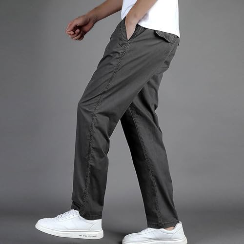 Sweatpants for Men Drawstring Elastic Waist Straight Pants Lightweight Comfy Casual Work Office Pant with Pockets 5
