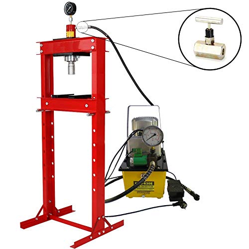 Preisvergleich Produktbild Wimmer 20T Werkstattpresse mit elektrische Hydraulikpumpe, Manometer, Geschw.Ventil