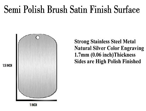 Interway Trading Personalized Small Size Custom Message Engraved Stainless Steel Necklace Dog Tag Pendant With 24 Inch Chain,Velvet Giftpouch And Keyring (Rectangular Silver) #TOP4