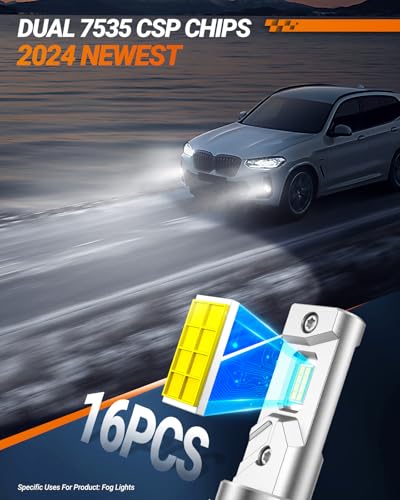 Image of SEALIGHT H11 LED Fog Light Bulb, 16,000LM 6000K Xenon White, H16 /H8 Fog Light Bulbs with Strong Penetration, All-in-One Housing Design, Non-Polarity, Pack of 2