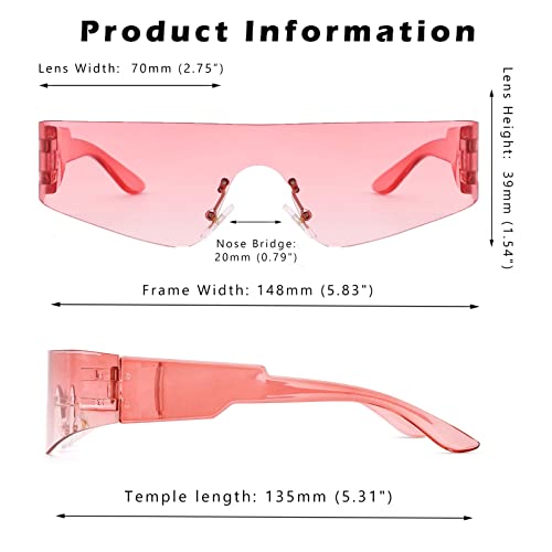 Image of COASION Wrap Around Sunglasses for Women Men Trendy Rimless Futuristic Shades Y2k Shield Flat Top Fashion Eyeglasses