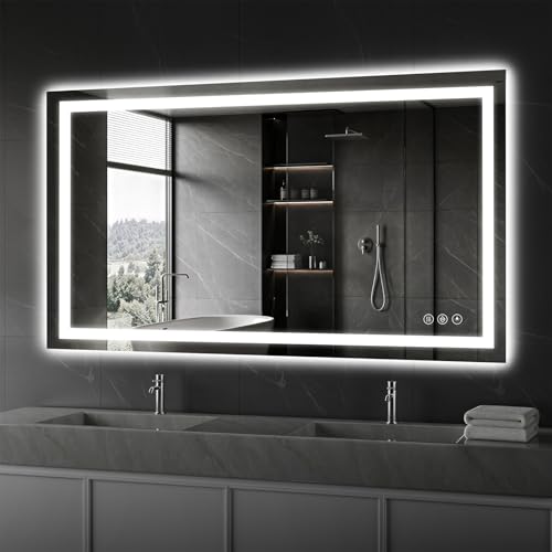 Image of Koonmi 48 inchx32 inch LED Bathroom Mirror with Anti-Fog | 90CRI Shatterproof Vanity Mirror with Backlit + Front Lit, Easy Install for Modern Bathroom and Hotel (IP65)