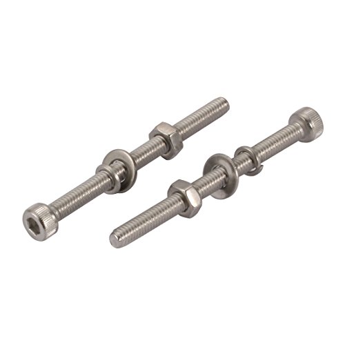 Sourcingmap 10pcs M4x50mm 304 Stainless Steel Knurled Hex Socket Head Bolts Nuts w Washers, Silver Tone - Image 2