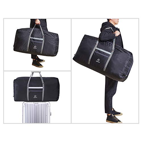 REDCAMP 100L Foldable Extra Large Duffle Bag 31 Inch, Lightweight Travel Duffel Bag with Adjustable Strap for Men Women, Black/Dark Blue/Red (Black 125L)