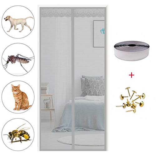 Preisvergleich Produktbild Magnet Fliegengitter Tür, Fliegengitter Balkontür, Insektenschutz, Frei Magnetisch, für Balkontür Wohnzimmer Terrassentür - Grau 110x230cm(43x91inch)