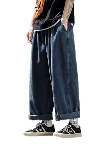 Nutriangee Men's Loose Wide Leg Jeans Straight Baggy Hip hop Streetwear Skateboard Denim Pants4