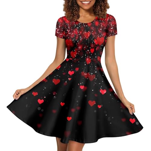 Image of AFPANQZ Womens Casual Summer Lightweight Vintage Dress Short Sleeve Midi Dress Knee-Long Luxury Formal Dress