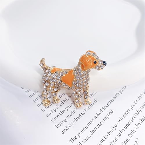 Image of Cute Dog Rhinestones Cartoon Animal Brooch Lapel Pins Badge Brooches for Women Girls Suit Desses Clothing Backpacks Bags Hats Accessory Fashion Jewelry