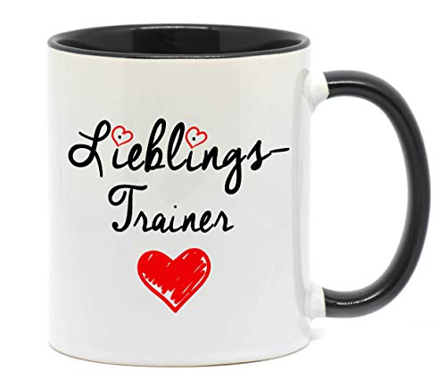 NICE-PRESENTS Lieblingstrainer Hochwertige Tasse für den zuverlässigen Trainer in Beruf, Schule oder Sport in top Qualität, beidseitig Bedruckt. EIN Dankeschön als tolles Geschenk.