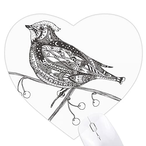 Tapis de souris coeur la ligne de peinture battant petits oiseaux antidérapant pc
