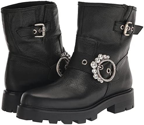 KARL LAGERFELD PARIS Women's Lug-Sole Marceau Bootie with Crystal Detailed Fashion Boot, Black, 10 | Image 6