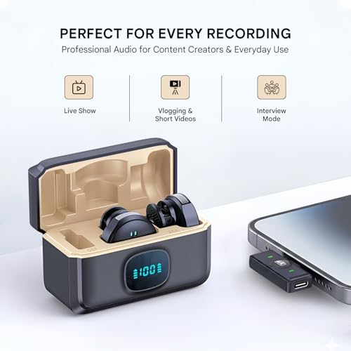 Image of Humble Velox V8 Dual Wireless Lavalier Microphone with LED Display Charging Case, Noise Cancelling Clip-On Mic for iPhone & Android, Real-Time Monitoring for YouTube, Vlogging & Podcasting