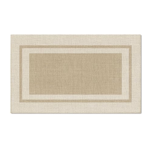 Artoid Mode Beige Absorbent Rectangle Non-Skid Doormat, Home Mats Non Slip Washable Natural Rubber Back Door Mat Floor Mat for 17x29 Inch