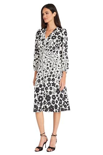 Maggy London Long Sleeve V-Neck Twist Waist Fit and Flare Cocktail Dress for Women2
