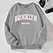Girls Brooklyn Letter Print Graphic Sweatshirts Oversized Crewneck Long Sleeve Casual Loose Pullover Tops 3-9Years Grey