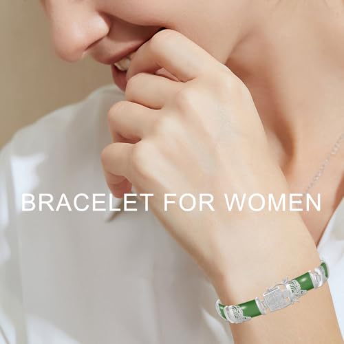 Jade Bracelet for Women 18kt Gold Plated Sterling Silver Jade Fortune Bangle Bracelet Fine Jewelry Birthday Christmas Gifts for Mom Grandma Wife2
