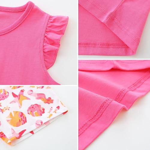 Image of Girls Shorts Set Outfits for Toddler Girls T-shirts Clothing Sets Kids Summer Graphic Cotton Tops Tees 3-7 Years