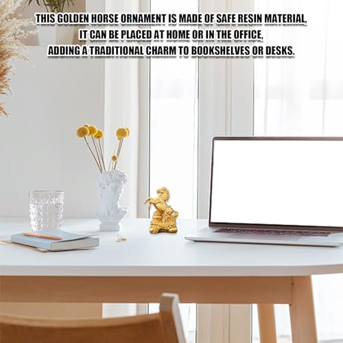 Estatua Caballo Feng Shui Dorado 3.5 in miniatura 3