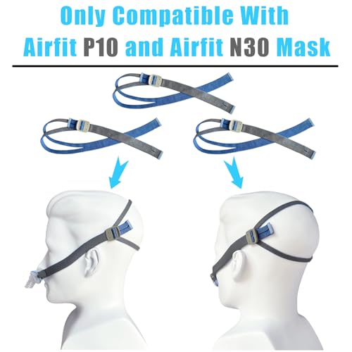 Image of 3 Packs Replacement Airfit P10 /N30 Headgear Adjustable CPAP Mask Strap | Version High Elasticity Soft Durable Adjustable Design Compatible with P10 /N30 CPAP Nasal Pillow Mask (Without Mask)