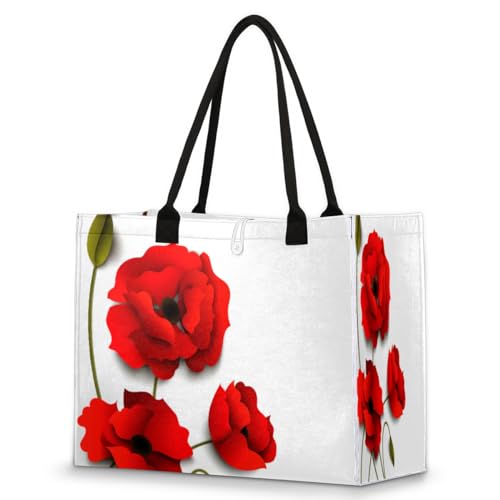 TropicalLife Grand sac à main moderne avec motif coquelicot pour femmes, jeunes filles, sac fourre-tout à bandoulière, sac de shopping, travail, gym,...