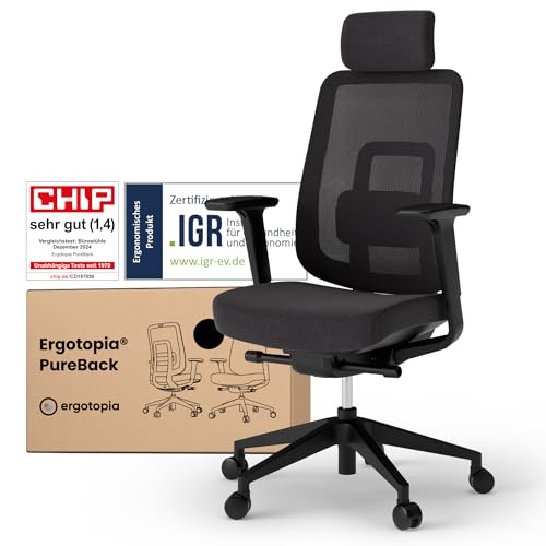 Ergotopia PureBack - Silla de oficina ergonómica con reposacabeza...
