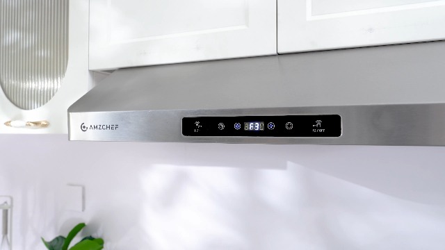 Image of AMZCHEF 30 inch Stainless Steel Under Cabinet Range Hood, 1050 CFM Dual-Fan | Stainless Steel hood with Touch /Remote /Gesture Control, timer, LED lights & dishwasher-safe baffle filters 3 outlets