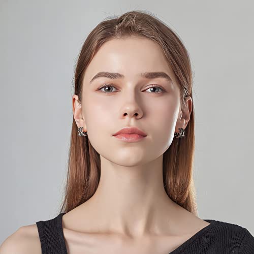 Aprilery Gold And Silver Hoop Earrings For Women, Dainty Crystal Ear Cuff Clip On Earrings Hypoallergenic Stud Costume Jewelry For Teen Girls Gifts For Her (Cuff Cross) #TOP1