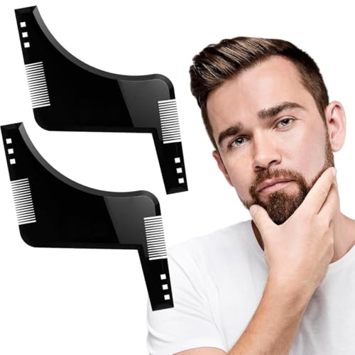ZUWIJEQ Peigne barbe homme, 2 pièces Beard Shaping Template Tool & Comb, Peigne Sculptant Barbe Taillee Et Entretenue, Barber Tools Pochoir à...